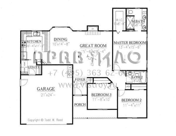 Проект одноэтажного дома с гаражом на две машины в стиле Ранчо S5-131 (286-00051)
