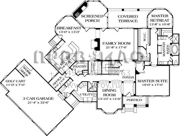 Проект двухэтажного дома с гаражом на три и более машин в американском стиле S5-389 (3323-00421)