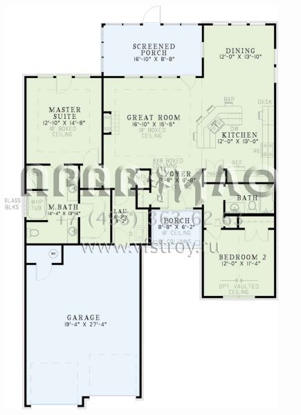 Проект одноэтажного дома с гаражом на две машины в стиле Ранчо S5-132 (110-00626)