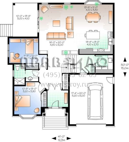 Проект двухэтажного дома с гаражом на одну машину в английском стиле S5-179 (034-00986)
