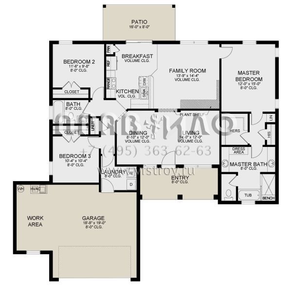 Проект одноэтажного дома с гаражом на две машины в стиле Ранчо S5-141 (3978-00223)