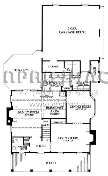 Проект двухэтажного дома с гаражом на две машины в стиле Особняк S5-190 (7922-00071)