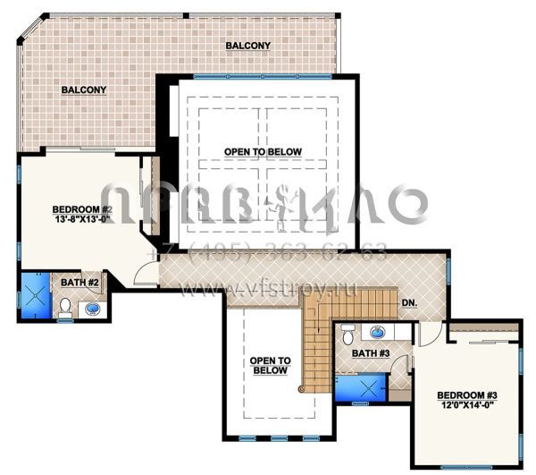 Проект двухэтажного дома с гаражом на две машины в прибрежном стиле S5-281 (207-00003)