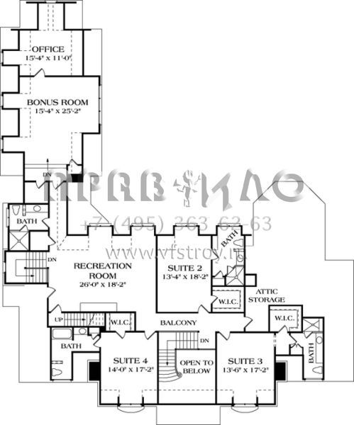 Проект двухэтажного дома с гаражом на три и более машин в стиле Ранчо S5-511 (3323-00517)