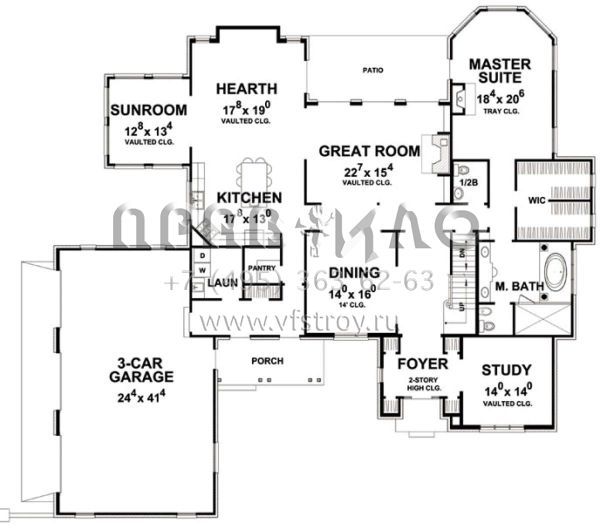 Проект двухэтажного дома с гаражом на три машины S5-428 (402-01458)