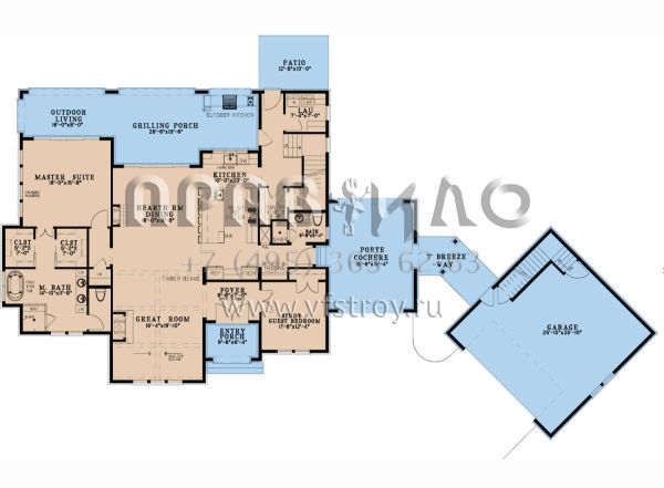 Проект двухэтажного дома с гаражом на две машины в английском стиле S5-306 (8318-00345)