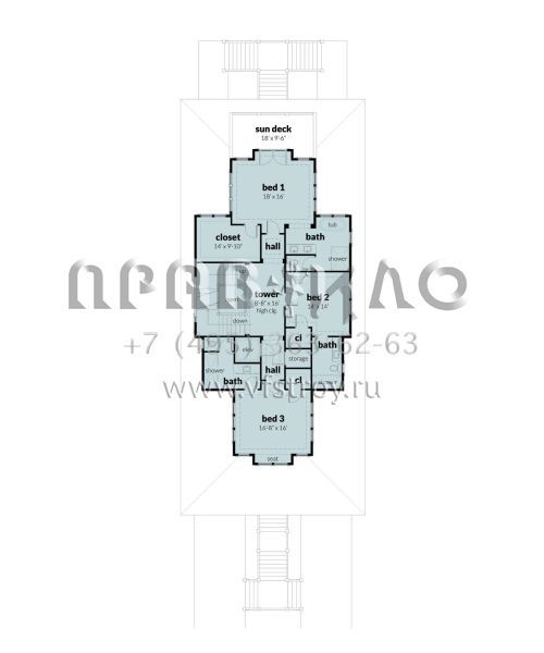 Проект трехэтажного дома с гаражом на три и более машин в прибрежном стиле S5-435 (028-00189)