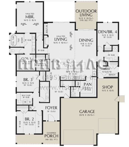 Проект одноэтажного дома с гаражом на три и более машин в современном стиле S5-242 (2559-00962)