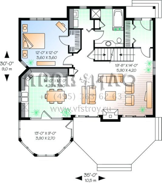 Проект двухэтажного дома без гаража в современном стиле S5-136 (034-00069)