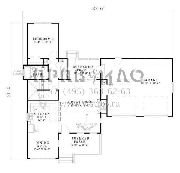 Проект двухэтажного дома с гаражом на две машины в стиле Ранчо S5-120 (110-00476)