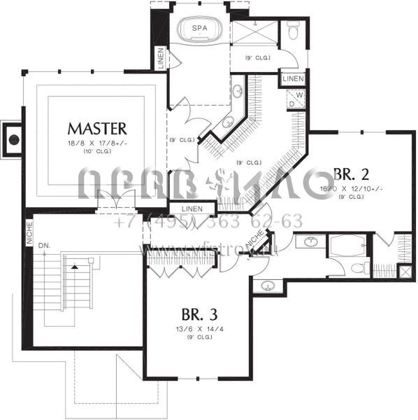 Проект двухэтажного дома с гаражом на три и более машин в американском стиле S5-332 (2559-00548)