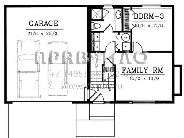 Проект двухэтажного дома с гаражом на две машины в стиле Ранчо S5-91 (692-00106)