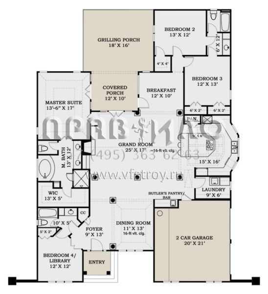 Проект одноэтажного дома с гаражом на две машины в английском стиле S5-222 (4195-00040)