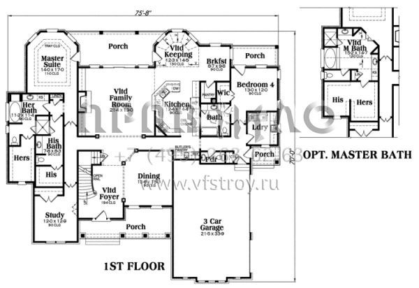 Проект двухэтажного дома с гаражом на три машины в стиле Ранчо S5-350 (009-00079)