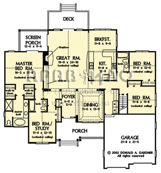 Проект одноэтажного дома с гаражом на две машины в стиле Ранчо S5-210 (2865-00309)