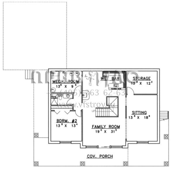 Проект одноэтажного дома с гаражом на две машины в американском стиле S5-308 (039-00179)