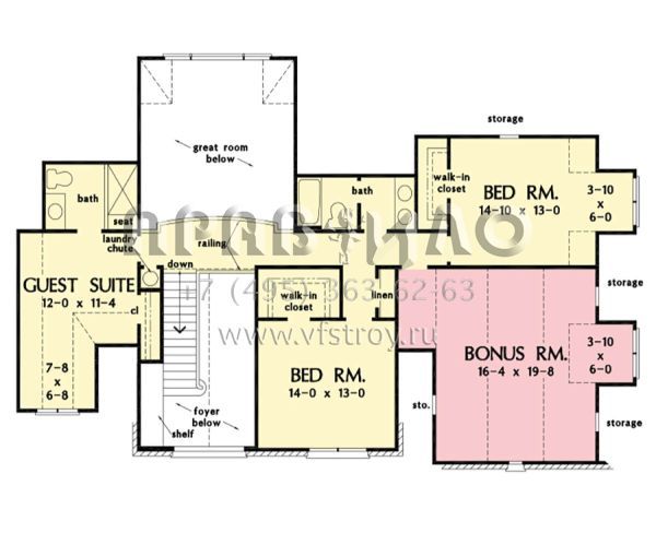 Проект двухэтажного дома с гаражом на три и более машин в стиле Ранчо S5-324 (2865-00319)