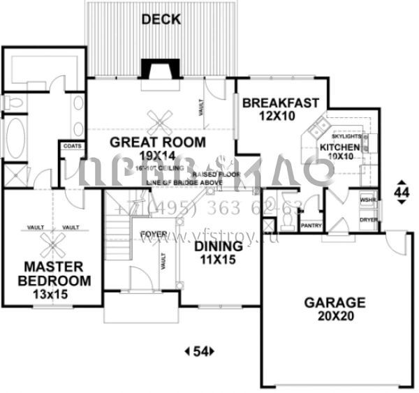 Проект двухэтажного дома с гаражом на две машины в стиле Ранчо S5-165 (036-00045)