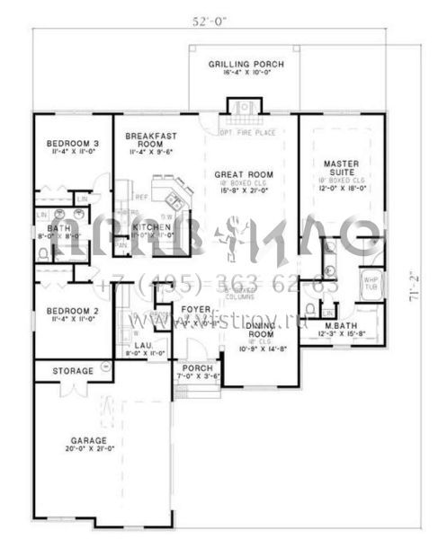 Проект одноэтажного дома с гаражом на две машины в стиле Ранчо S5-179 (110-00373)