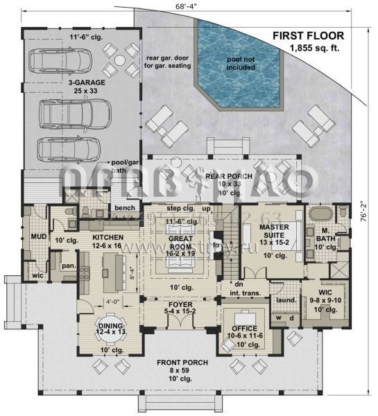 Проект двухэтажного дома с гаражом на три и более машин в современном стиле S5-239 (098-00317)