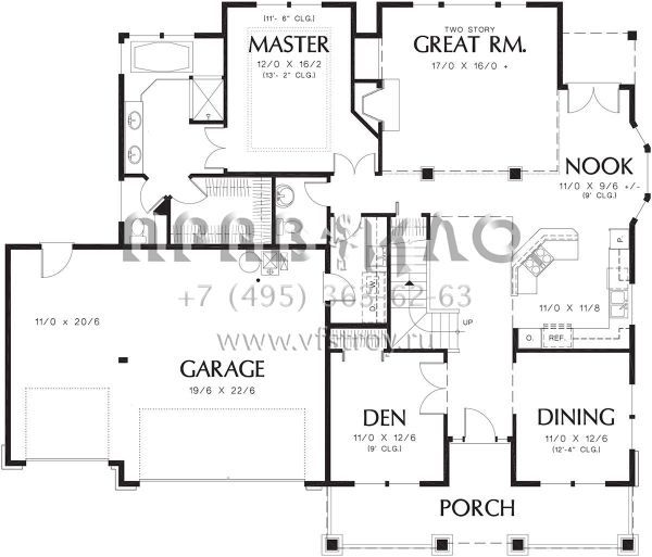 Проект двухэтажного дома с гаражом на три и более машин в американском стиле S5-232 (2559-00469)