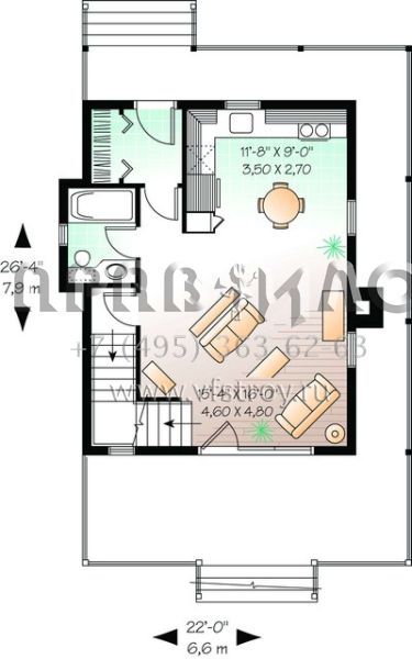 Проект двухэтажного дома без гаража в стиле Ранчо S5-100 (034-00943)