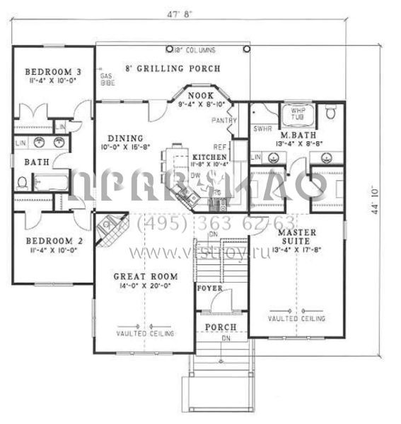 Проект двухэтажного дома с гаражом на две машины в английском стиле S5-164 (110-00336)