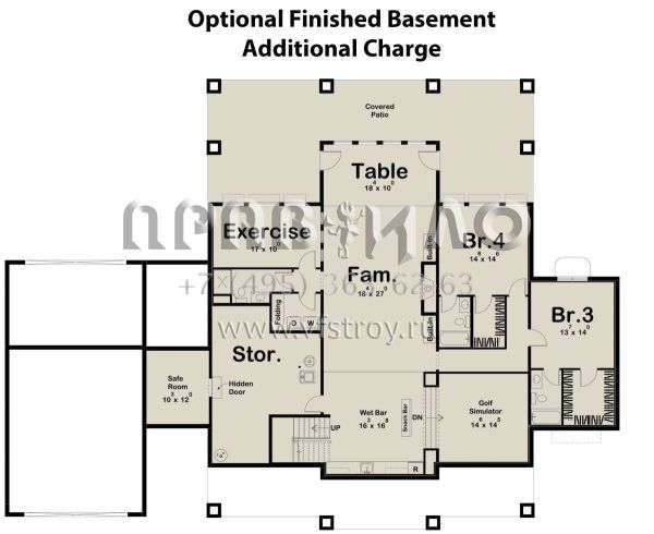 Проект одноэтажного дома с гаражом на две машины в стиле Ранчо S5-280 (963-00579)