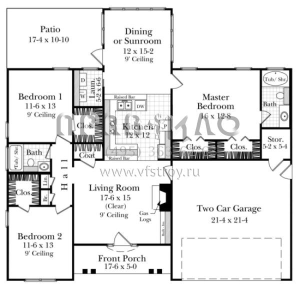 Проект одноэтажного дома с гаражом на две машины в современном стиле S5-140 (348-00024)
