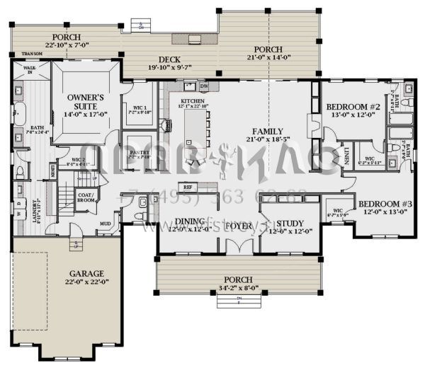 Проект одноэтажного дома с гаражом на две машины в современном стиле S5-273 (6849-00134)