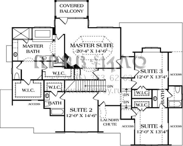 Проект двухэтажного дома с гаражом на три и более машин в стиле Ранчо S5-452 (3323-00351)
