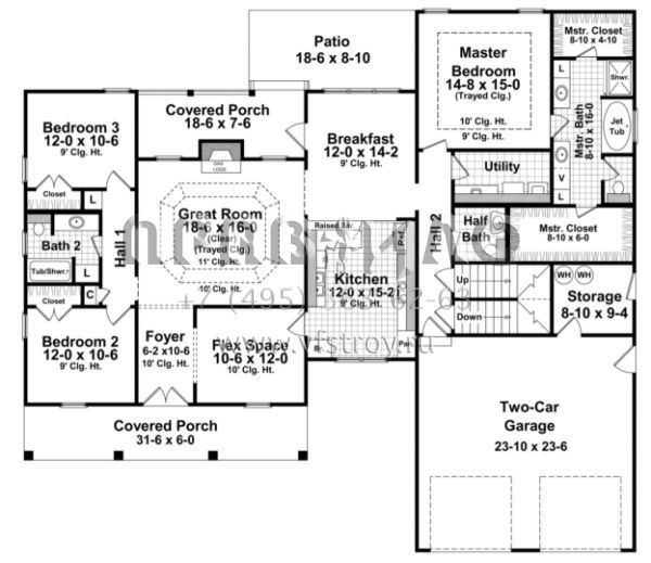 Проект одноэтажного дома с гаражом на две машины в английском стиле S5-191 (348-00116)
