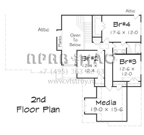 Проект двухэтажного дома с гаражом на три и более машин в стиле Ранчо S5-319 (3367-00022)
