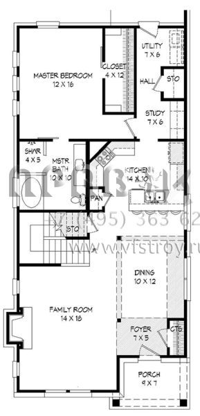 Проект двухэтажного дома с гаражом на две машины в стиле Ранчо S5-201 (940-00031)