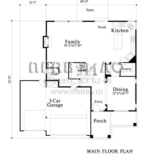 Проект двухэтажного дома с гаражом на три и более машин в стиле Райт S5-280 (4771-00009)
