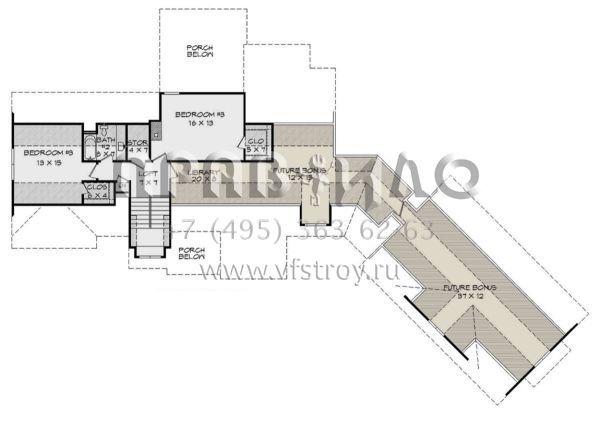 Проект двухэтажного дома с гаражом на три и более машин в американском стиле S5-274 (940-00125)