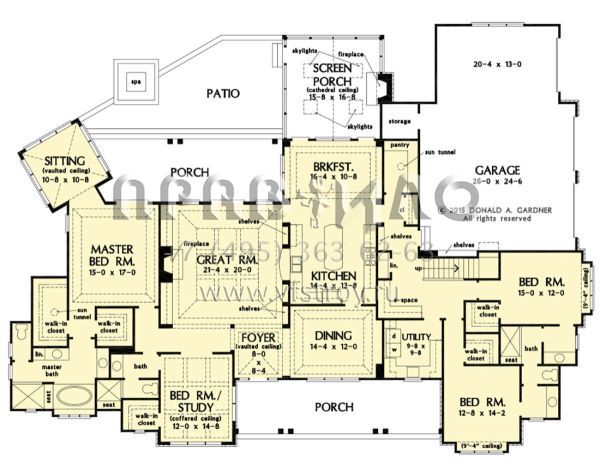 Проект одноэтажного дома с гаражом на три и более машин в стиле Ранчо S5-313 (2865-00346)