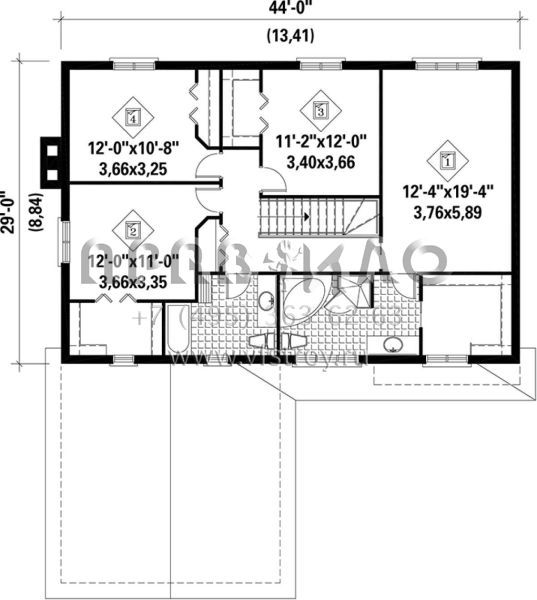 Проект двухэтажного дома с гаражом на две машины в стиле Ранчо S5-240 (6146-00191)