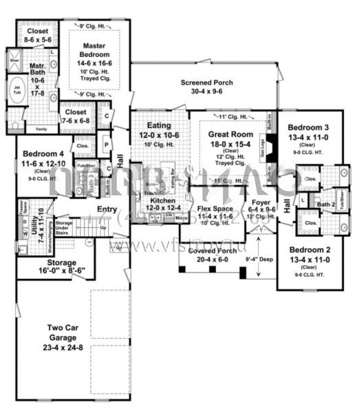 Проект одноэтажного дома с гаражом на две машины в английском стиле S5-232 (348-00059)