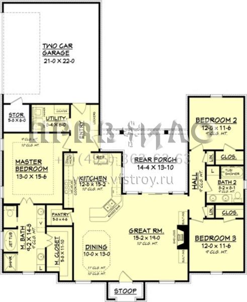 Проект одноэтажного дома с гаражом на две машины в английском стиле S5-159 (041-00096)