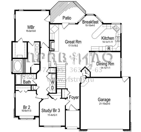 Проект одноэтажного дома с гаражом на две машины в стиле Ранчо S5-175 (5633-00424)