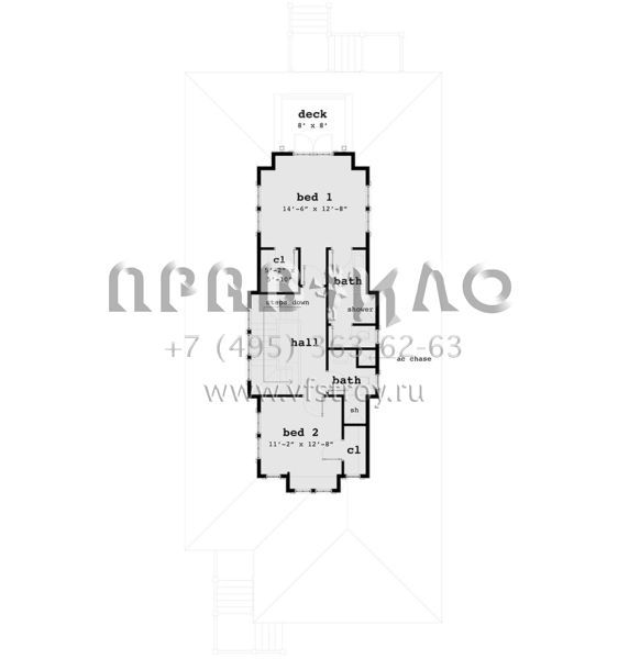 Проект двухэтажного дома без гаража в прибрежном стиле S5-196 (028-00116)