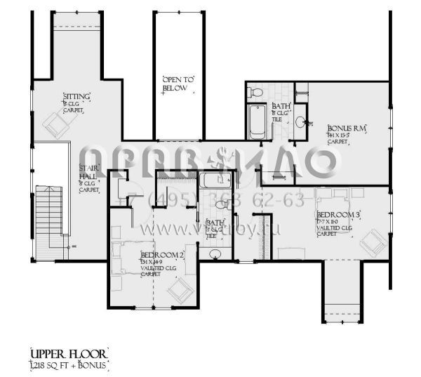 Проект двухэтажного дома с гаражом на три и более машин в стиле Ранчо S5-313 (1637-00157)