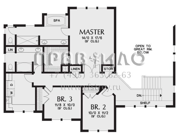 Проект двухэтажного дома с гаражом на три и более машин в стиле Райт S5-339 (2559-00895)