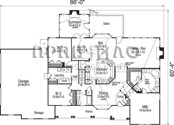 Проект одноэтажного дома с гаражом на три и более машин в стиле Ранчо S5-234 (5633-00093)