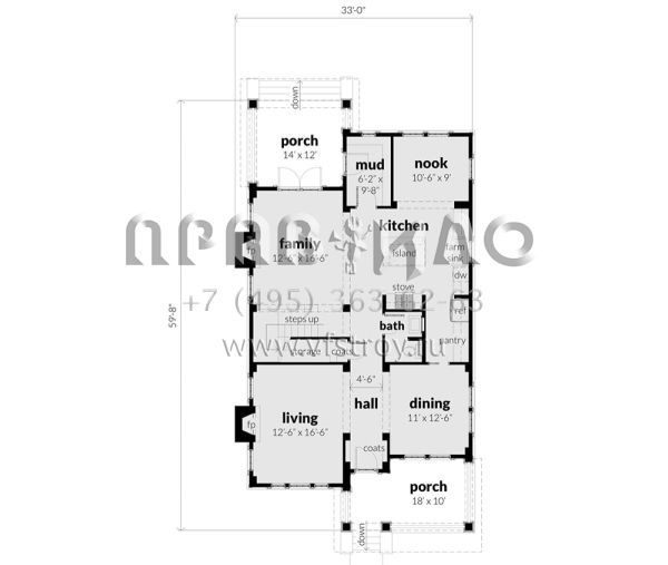 Проект двухэтажного дома с гаражом на три и более машин в американском стиле S5-253 (028-00122)