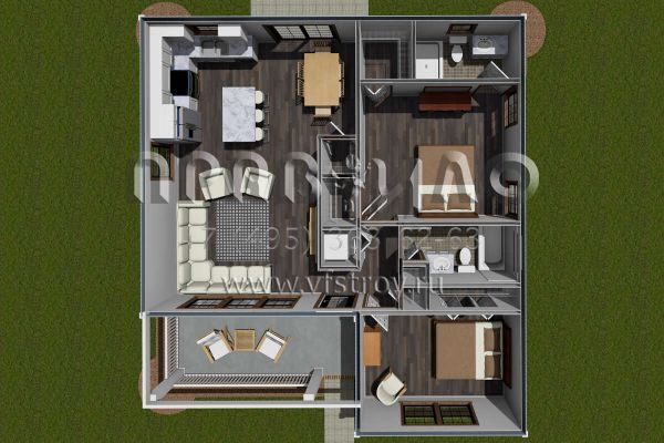 Проект одноэтажного дома без гаража в современном стиле S5-93 (4848-00403)