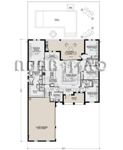 Проект одноэтажного дома с гаражом на три и более машин в прибрежном стиле S5-227 (5565-00076)