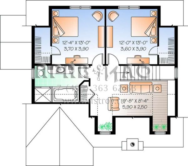 Проект двухэтажного дома без гаража в стиле Ранчо S5-184 (034-00780)