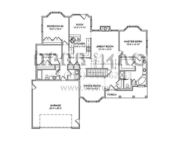 Проект одноэтажного дома с гаражом на две машины в стиле Ранчо S5-170 (849-00076)